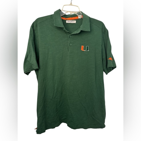 Tommy Bahama Green Miami Hurricanes Polo Size Large - Picture 1 of 7